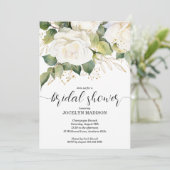 Elegant White Roses Bridal Shower Invitation (Debout devant)