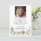Elegant White Roses Celebrating Life Of - Funeral Programma (Staand voorkant)
