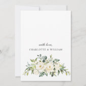 Elegant White Roses Eucalyptus REHEARSAL DINNER Kaart (Achterkant)