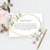 Elegant White Roses Eucalyptus Weddenschap Details Informatiekaartje