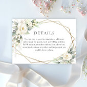 Elegant White Roses Eucalyptus Weddenschap Details Informatiekaartje