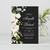 Elegant White Roses Floral Greenery Kaart (Staand voorkant)