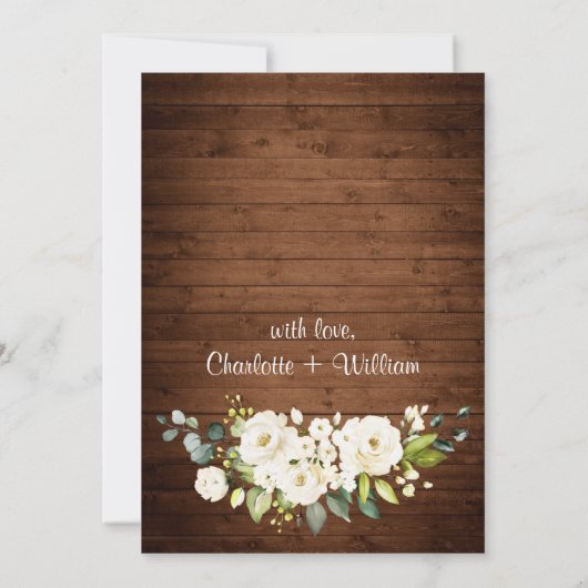 Elegant White Roses Lace Rustic Couple Shower Kaart (Achterkant)