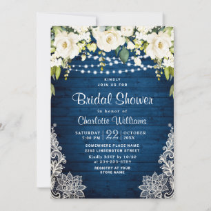 Elegant White Roses Lace Rustic Vrijgezellenfeest Kaart