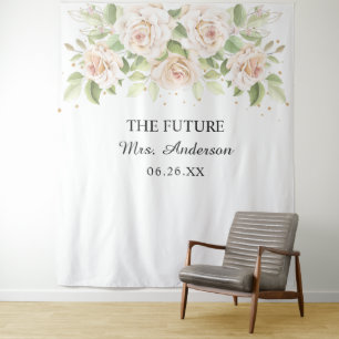 Elegant White Roses Mrs Vrijgezellenfeest Backdrop Wandkleed