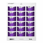 Elegant  White Roses Paars Wedding Etiket (Full Sheet)