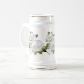 Elegant White Roses Steins Bierpul (Voorkant links)