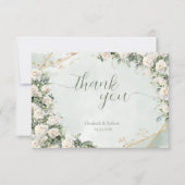 Elegant White Roses Wedding Bedankkaart (Voorkant)