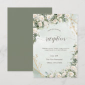 Elegant White Roses Wedding Kaart (Voorkant / Achterkant)