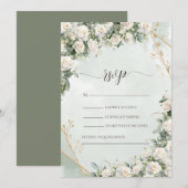 Elegant White Roses Wedding Kaart (Voorkant / Achterkant)