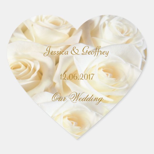 Elegant white roses Wedding Sticker (Voorkant)