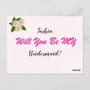 Elegant White Roses zal je zijn mijn Bridesmaid Po Briefkaart
