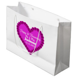 Elegant White & Roze Heart Happy 1st Jubileum Groot Cadeauzakje