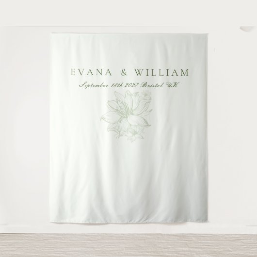 Elegant White Sage Green Backdrops banner Wandkleed (Voorkant)
