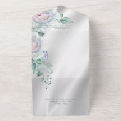 Elegant White Satin & Pastel Floral QR Code All In One Uitnodiging (Buitenkant)