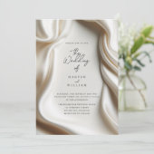 Elegant white Satin wedding invitation Kaart (Staand voorkant)