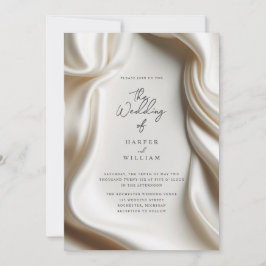 Elegant white Satin wedding invitation Kaart