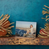 Elegant White Script Afstuderen Fotoplaat (Zijkant)