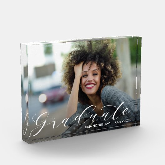 Elegant White Script Afstuderen Modern Fotoblokken (Links)
