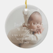 Elegant White Script Baby's First Christmas Photo  Keramisch Ornament (Achterkant)