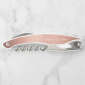 Elegant White Script Calligraphy Roos Gold Wedding Kurkentrekker (Achterkant)