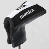 Elegant &white script monogram initial  golfheadcover (3/4 voorkant)