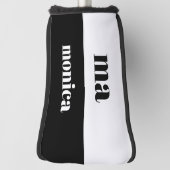 Elegant &white script monogram initial golfheadcover (Draai 90)