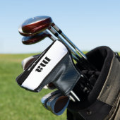 Elegant &white script monogram initial  golfheadcover (Insitu)