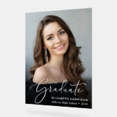 Elegant White Script Photo Overlay Afstuderen Acryl Bord (Hoek)