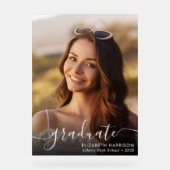 Elegant White Script Photo Overlay Afstuderen Acryl Bord (Voorkant)