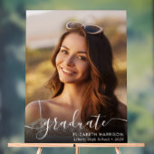 Elegant White Script Photo Overlay Afstuderen Acryl Bord (Neutraal)