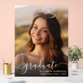 Elegant White Script Photo Overlay Afstuderen Acryl Bord (Huwelijk)