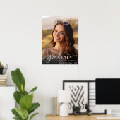 Elegant White Script Photo Overlay Afstuderen Poster (Thuiskantoor)
