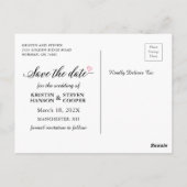 Elegant White Script Photo Save the Date Briefkaar Briefkaart (Achterkant)