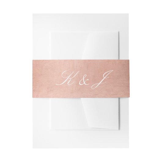 Elegant White Script Roos Gold Metallic Wedding Uitnodigingen Wikkel (Voorkant Voorbeeld)