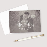 Elegant White Script Sepia Photo Weddenschap Monog