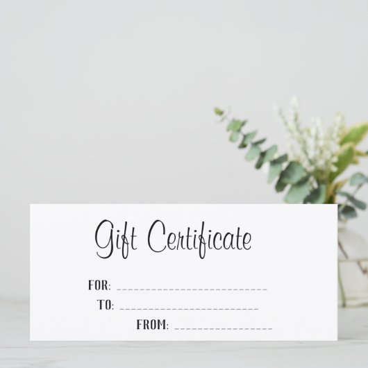 Elegant White Script Specialized Cadeaubon (Staand voorkant)