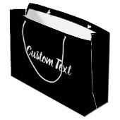 Elegant White Script Text Sjabloon on Black Groot Cadeauzakje (Achterkant Gekanteld)