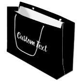 Elegant White Script Text Sjabloon on Black Groot Cadeauzakje (Voorkant Gekanteld)