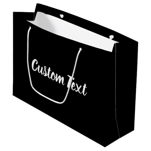 Elegant White Script Text Sjabloon on Black Groot Cadeauzakje (Voorkant Gekanteld)