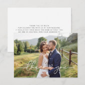 Elegant White Script Weduwfoto Hartelijk dank Bedankkaart (Voorkant / Achterkant)