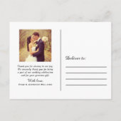 Elegant White Script Weduwfoto Hartelijk dank Briefkaart (Achterkant)