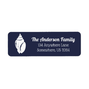 Elegant White Seashell Silhouette Gepersonalisee Etiket