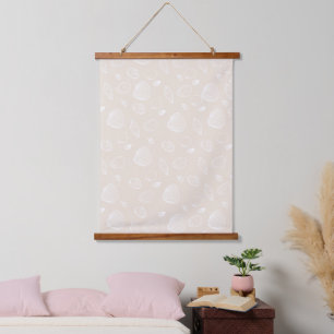 Elegant White Seashells beige Pattern Hangend Wandkleed