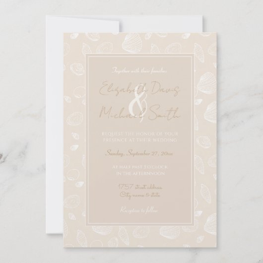 Elegant White Seashells beige Pattern Kaart (Voorkant)