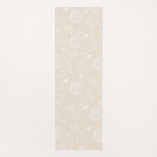 Elegant White Seashells beige Pattern Yogamat (Voorkant)