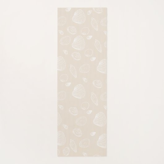 Elegant White Seashells beige Pattern Yogamat (Achterkant)