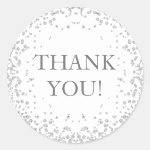 Elegant White Silver Diamond Glitter Hartelijk dan Ronde Sticker