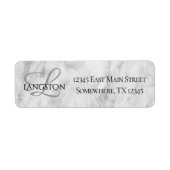 Elegant White Silver en Grey Textured Marble Etiket (Voorkant)