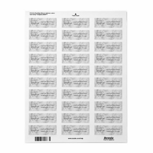 Elegant White Silver en Grey Textured Marble Etiket (Full Sheet)